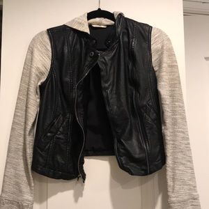 faux leather jacket with hood